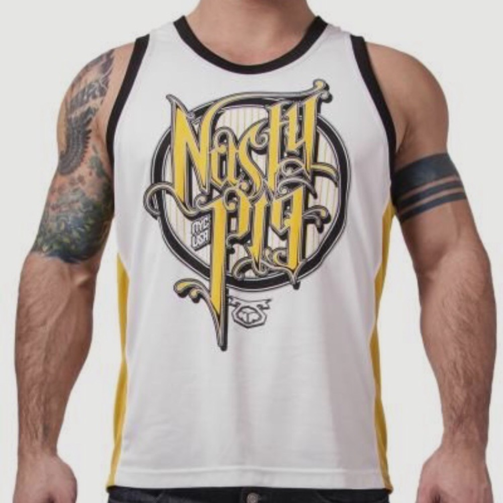 NASTY PIG Tank Top MEDIUM White Yellow & Black💛🖤